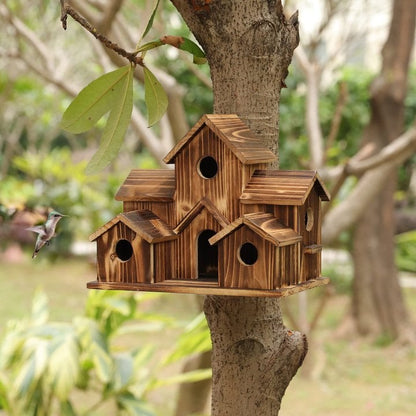 NatureNest handgefertigtes Holz-Vogelhaus für Gartenwildtiere und Außendekoration
