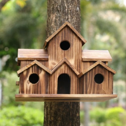 NatureNest handgefertigtes Holz-Vogelhaus für Gartenwildtiere und Außendekoration