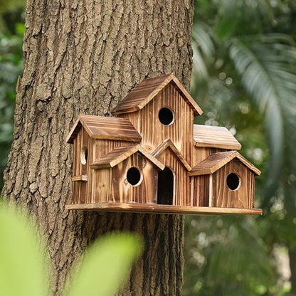 NatureNest handgefertigtes Holz-Vogelhaus für Gartenwildtiere und Außendekoration