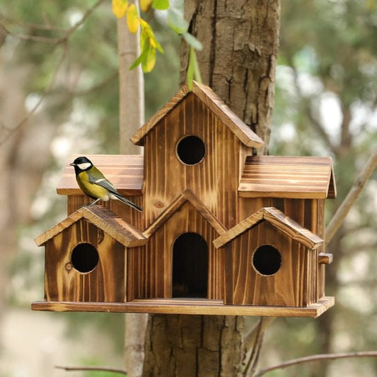 NatureNest handgemaakt houten vogelhuisje voor tuinwildlife en buitendecoratie