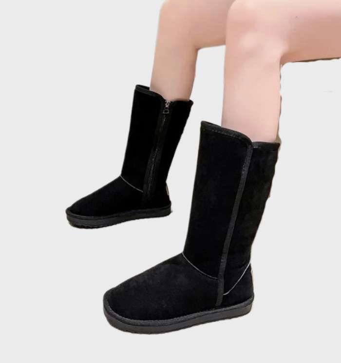 Nina Suede Sheepskin Boots Warm Waterproof with Side Zipper