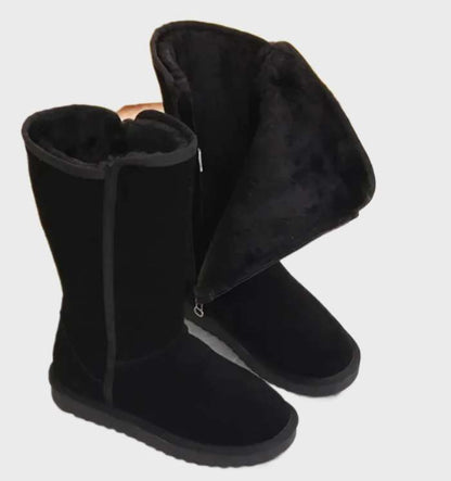 Nina Suede Sheepskin Boots Warm Waterproof with Side Zipper