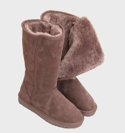 Nina Suede Sheepskin Boots Warm Waterproof with Side Zipper