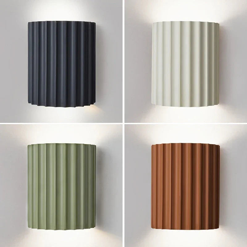 Nordic Resin Wall Lamp Ribbed E27 Indoor Ambient Light