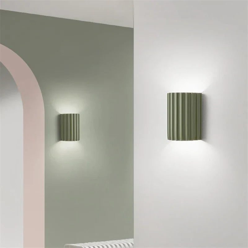 Nordic Resin Wall Lamp Ribbed E27 Indoor Ambient Light