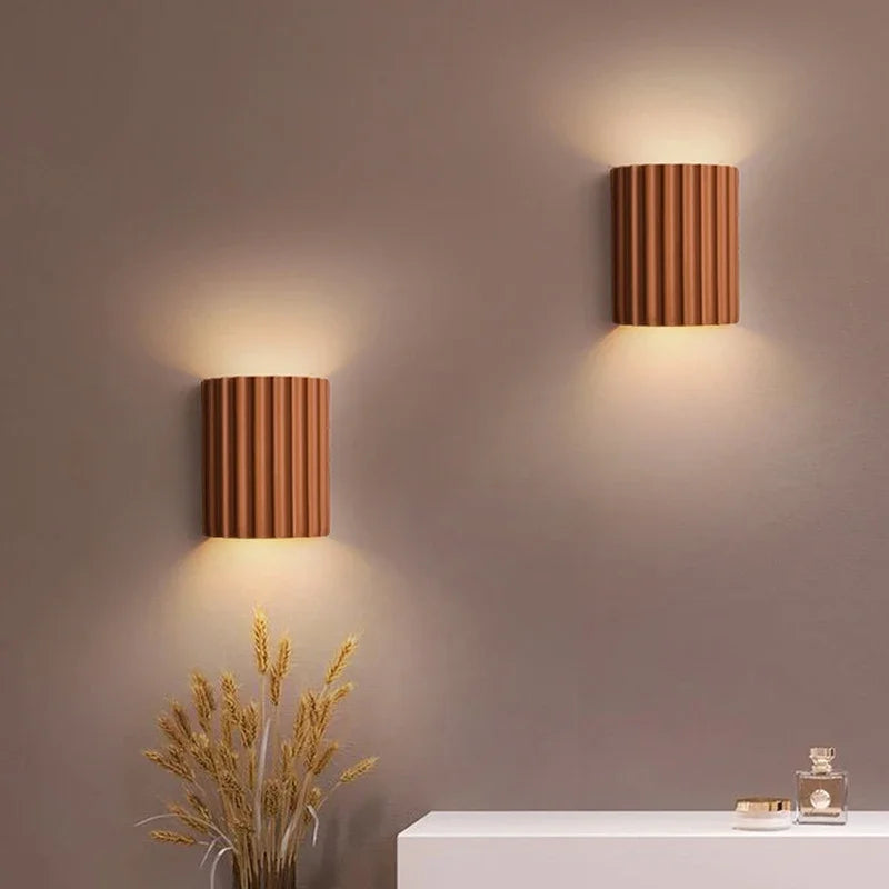 Nordic Resin Wall Lamp Ribbed E27 Indoor Ambient Light