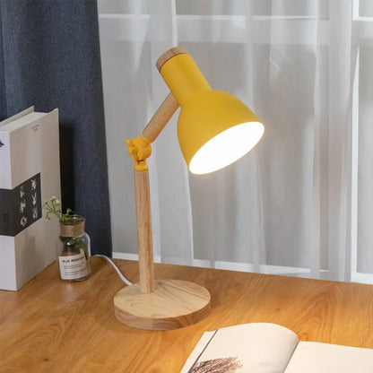 Nordycka drewniana lampa biurkowa z regulacją, E27, nowoczesna lampa stołowa