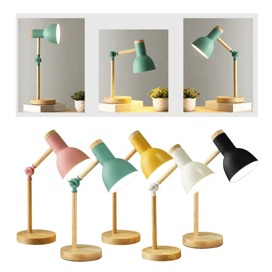Nordic Wooden Desk Lamp with Adjustable Arm for Modern Ambient Lighting