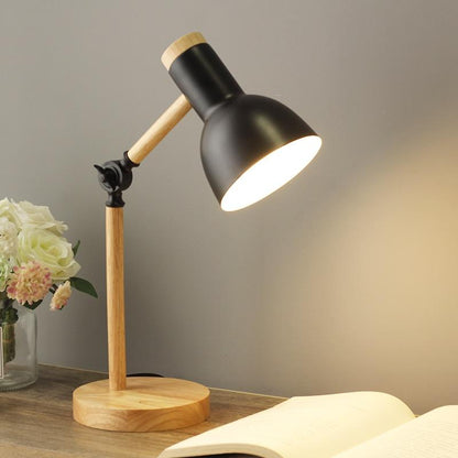 Nordic Wooden Desk Lamp with Adjustable Arm for Modern Ambient Lighting