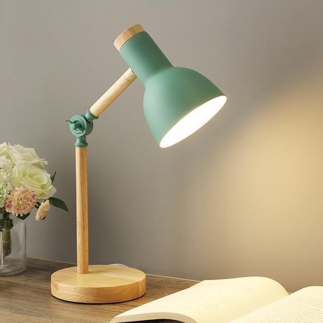 Nordic Wooden Desk Lamp with Adjustable Arm for Modern Ambient Lighting