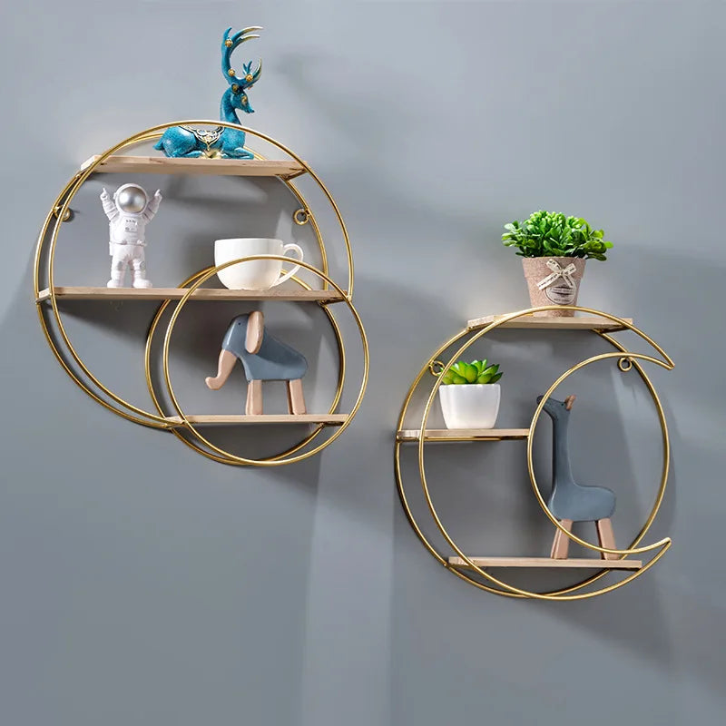 NordicWave Double Circle Wall Shelf Scandinavian Floating Shelf for Decor and Storage