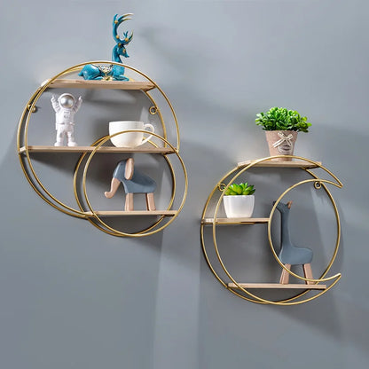 NordicWave Double Circle Wall Shelf Scandinavian Floating Shelf for Decor and Storage
