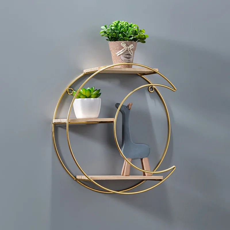 NordicWave Double Circle Wall Shelf Scandinavian Floating Shelf for Decor and Storage