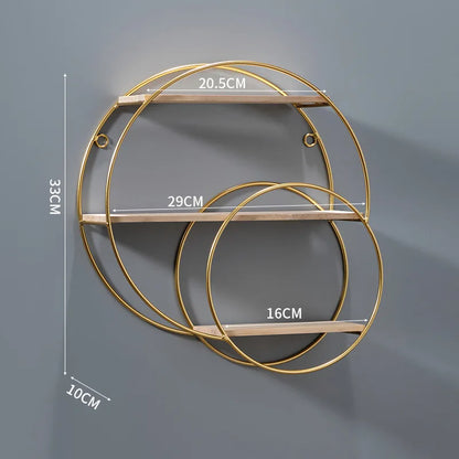 NordicWave Double Circle Wall Shelf Scandinavian Floating Shelf for Decor and Storage