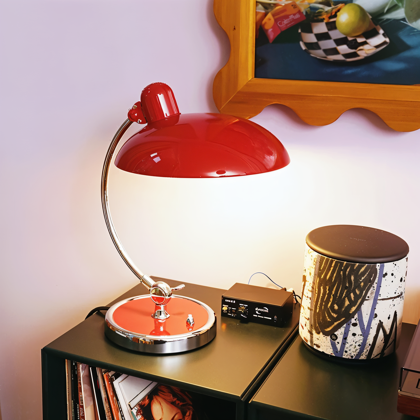 Vintage lampa stołowa NostaChic z żelazną kopułą, regulowana lampa biurkowa i do czytania  