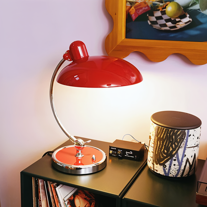 Vintage lampa stołowa NostaChic z żelazną kopułą, regulowana lampa biurkowa i do czytania  