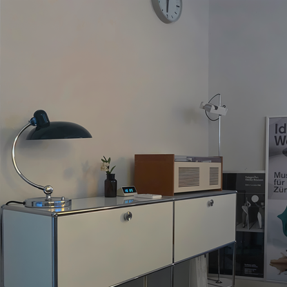Vintage lampa stołowa NostaChic z żelazną kopułą, regulowana lampa biurkowa i do czytania  
