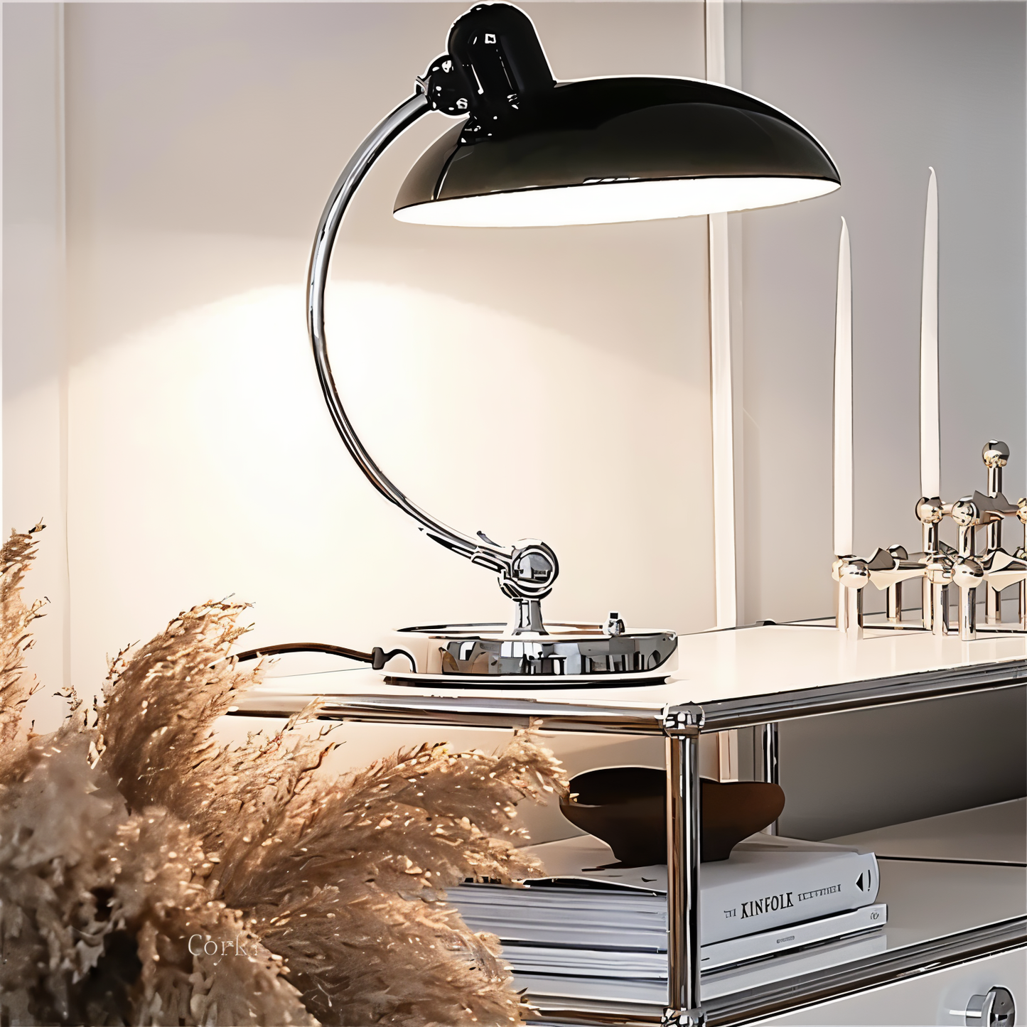 Vintage lampa stołowa NostaChic z żelazną kopułą, regulowana lampa biurkowa i do czytania  