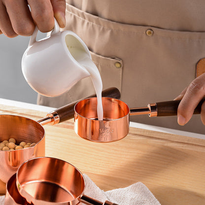 Oak and Stainless Steel Measuring Cup and Spoon Set with 8 Pieces