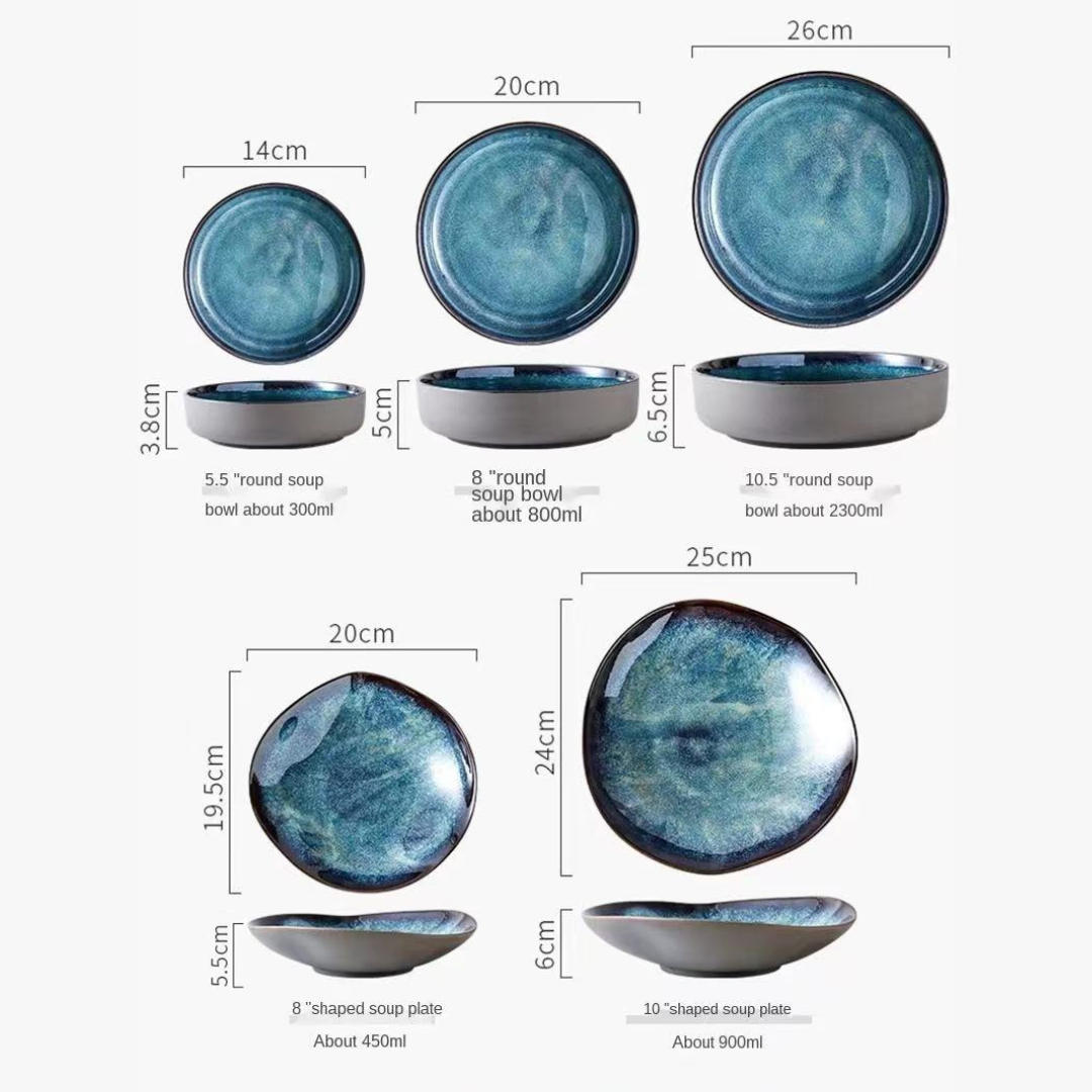 Ocean Breeze Porcelain Dinnerware Set 11 Piece Coastal Design