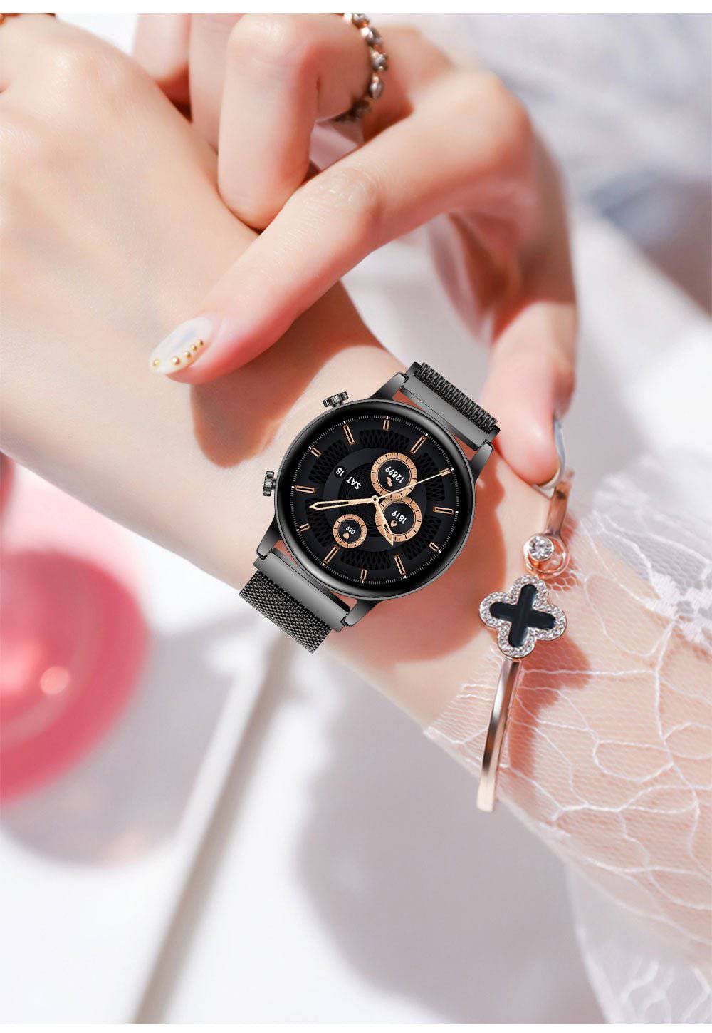 Orlina Smartwatch für Frauen mit Fitness-Tracking, Schlafüberwachung und intelligenten Benachrichtigungen