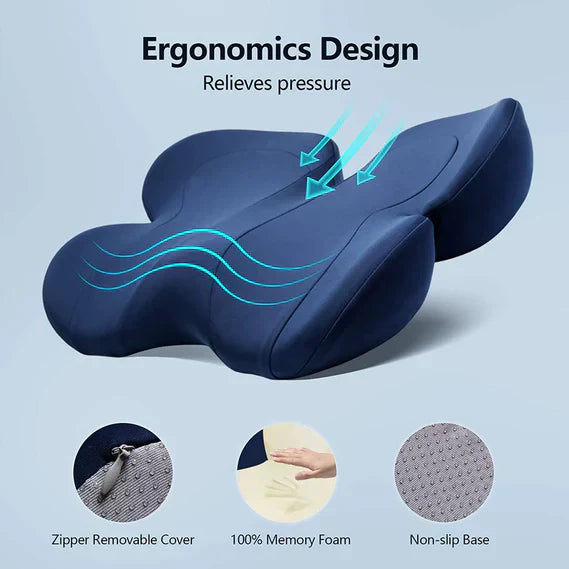 OrthoSeat Memory Foam Seat Cushion for Coccyx Sciatica and Lower Back Support