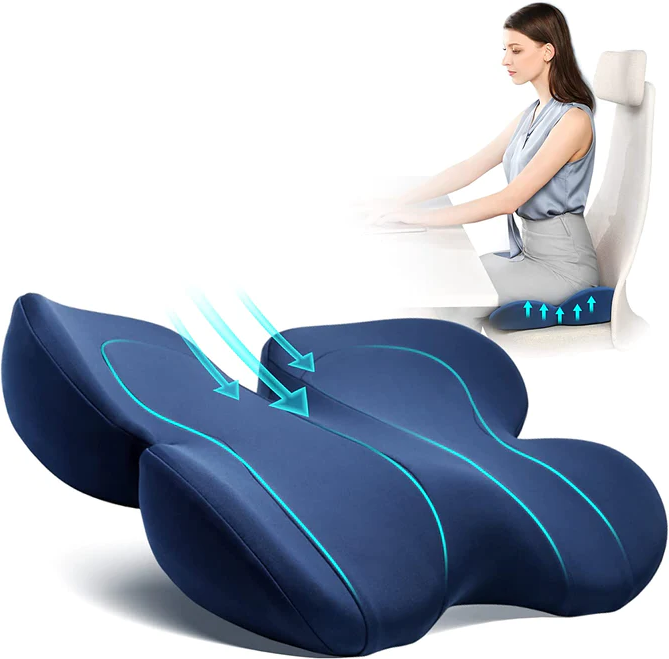 OrthoSeat Memory Foam Seat Cushion for Coccyx Sciatica and Lower Back Support