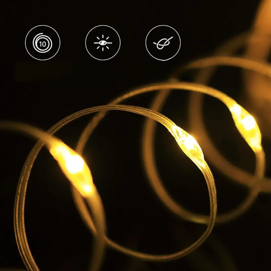Rul-op LED campinglys – 10M USB genopladelig og vandtæt