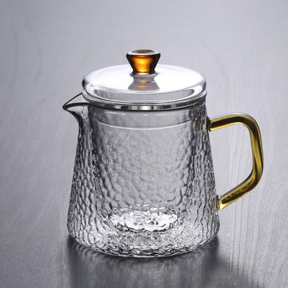 Pindefang Glasteekanne mit Sieb und goldenem Griff, hitzebeständiges Design  