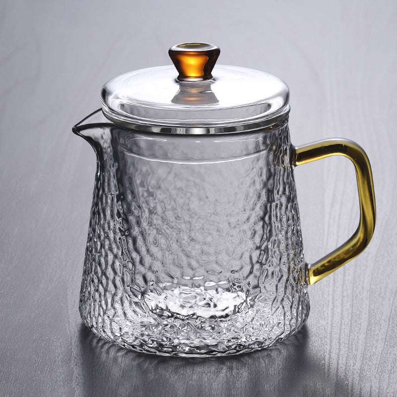 Pindefang Glasteekanne mit Sieb und goldenem Griff, hitzebeständiges Design  