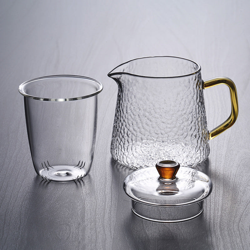 Pindefang Glasteekanne mit Sieb und goldenem Griff, hitzebeständiges Design  