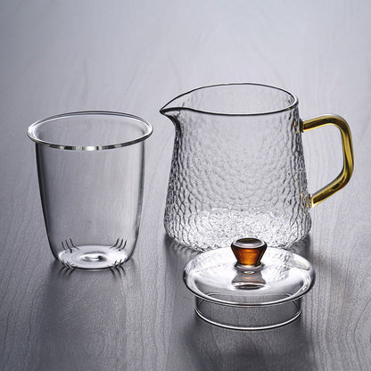 Pindefang Glasteekanne mit Sieb und goldenem Griff, hitzebeständiges Design  