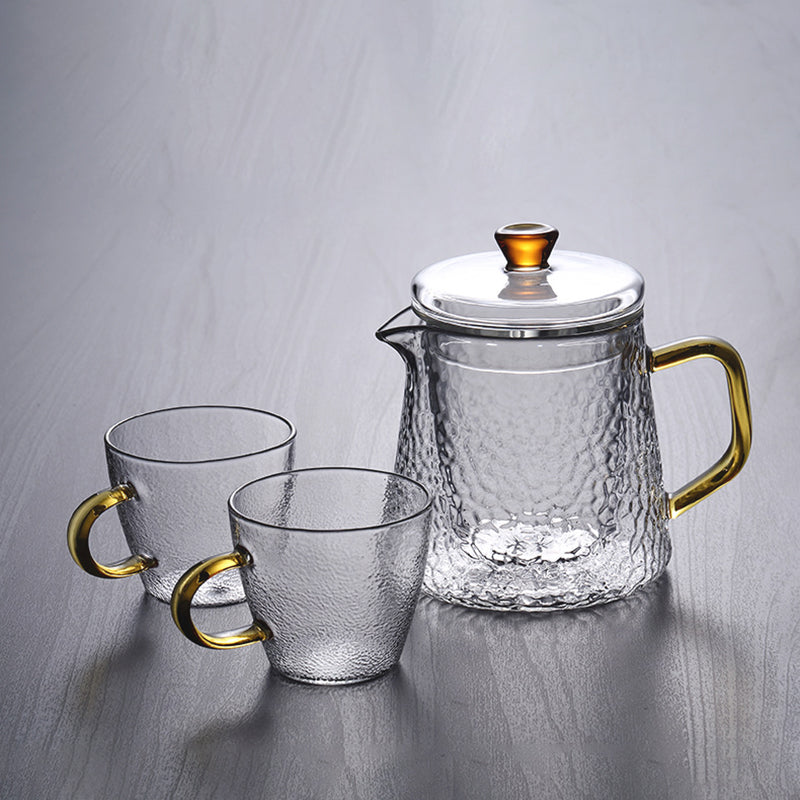 Pindefang Glasteekanne mit Sieb und goldenem Griff, hitzebeständiges Design  