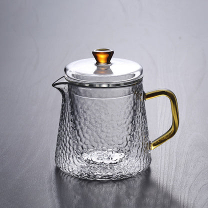 Pindefang Glasteekanne mit Sieb und goldenem Griff, hitzebeständiges Design  