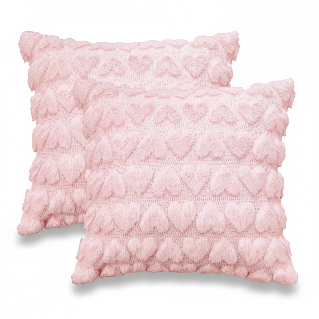 Rosa Kissenbezüge mit Herzmuster aus Polyester, Valentins-Zierkissenbezüge