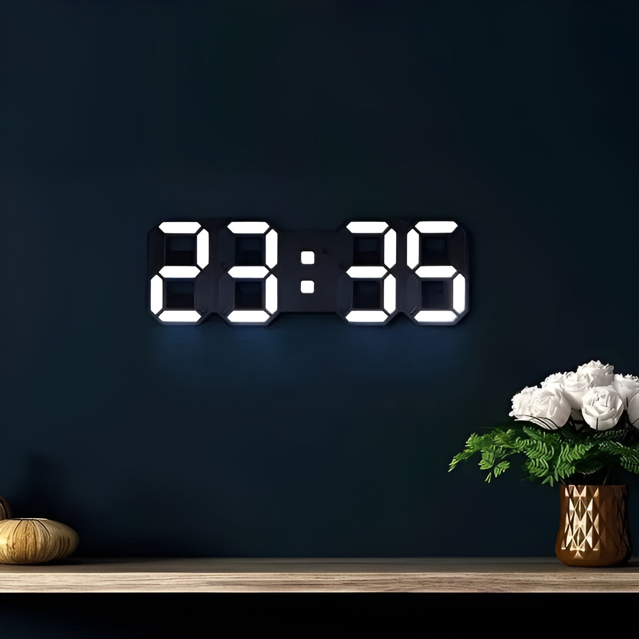 PixelTime 3D LED digital vægur med temperatur, dato og alarm