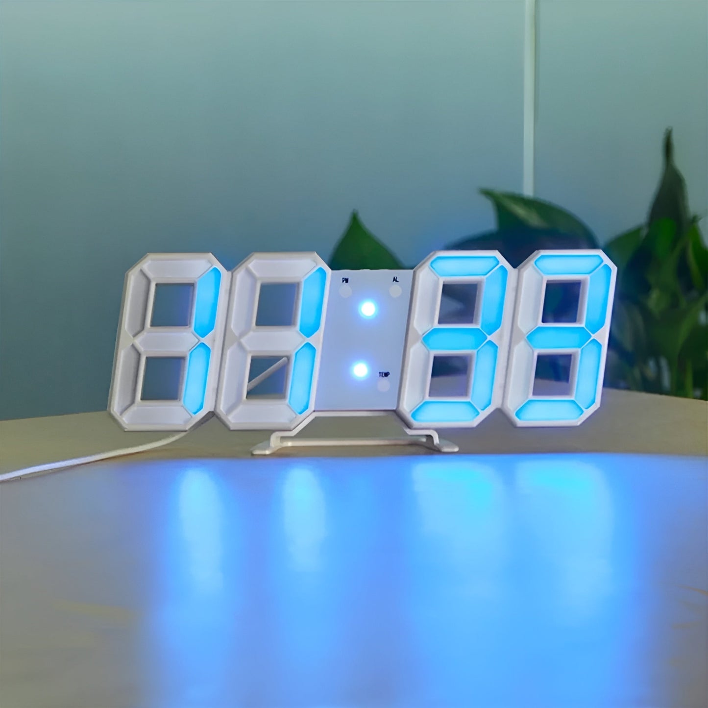 PixelTime 3D LED digital vægur med temperatur, dato og alarm