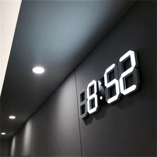 PixelTime 3D LED digitale wandklok met temperatuur, datum en alarm