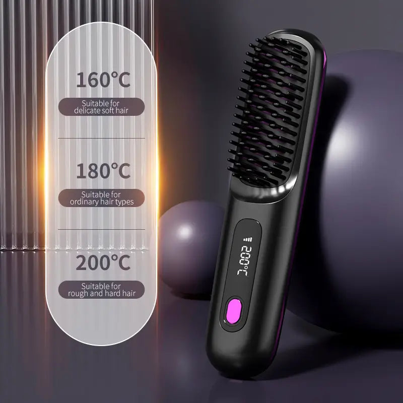 Portable Hair Styling Brush Smooth Straightening Hair Tool
