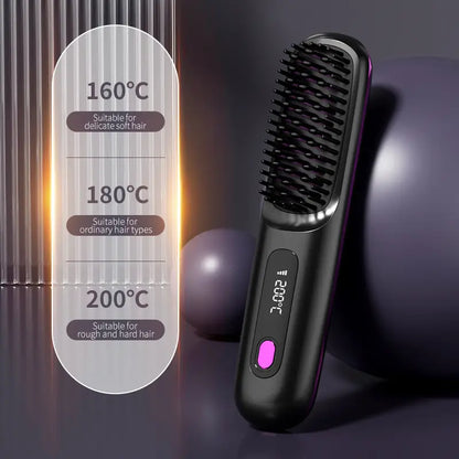 Portable Hair Styling Brush Smooth Straightening Hair Tool
