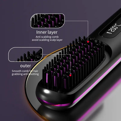 Portable Hair Styling Brush Smooth Straightening Hair Tool