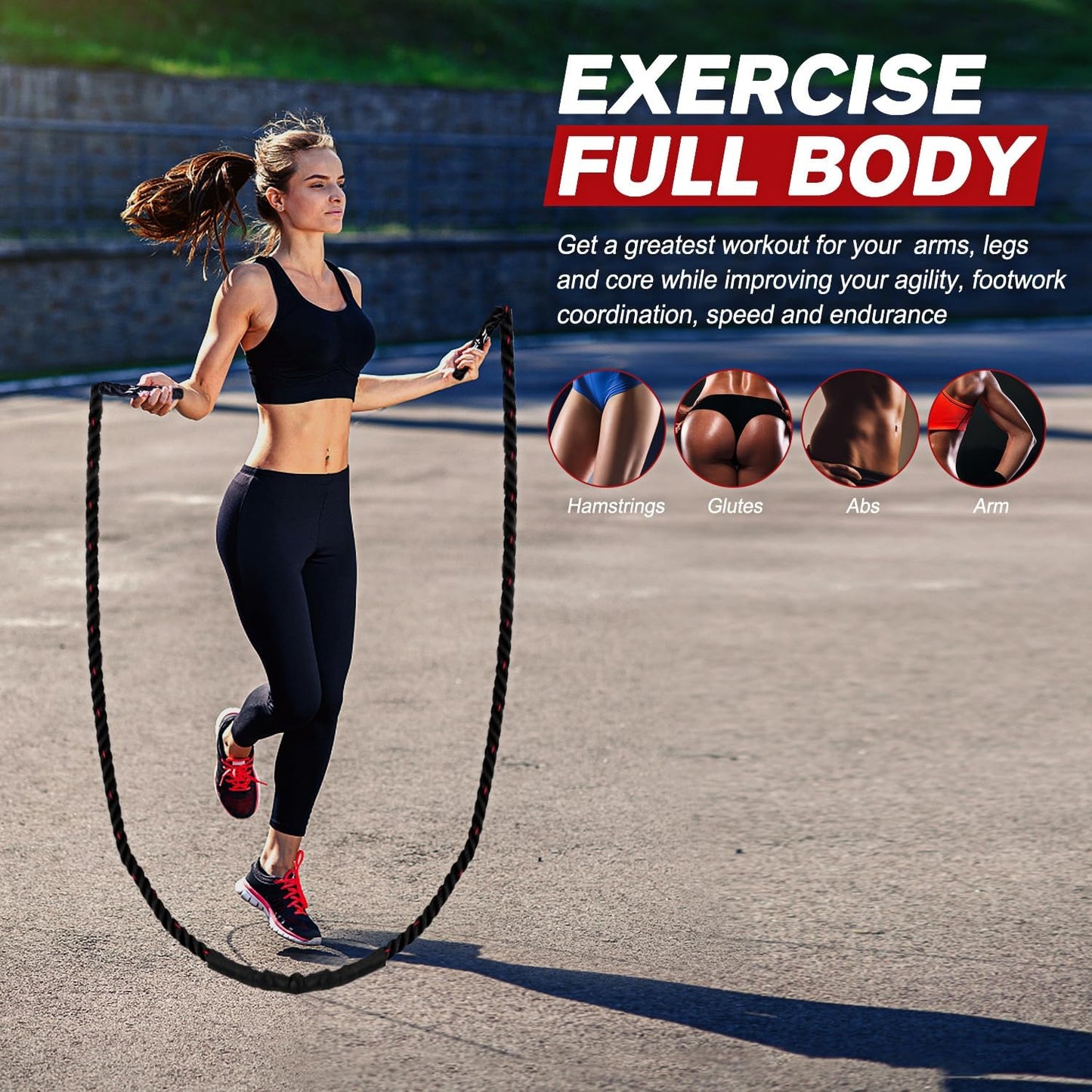 PowerJump Adjustable Weighted Skipping Rope for Strength and Cardio Training
