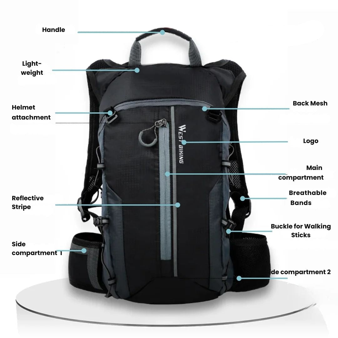 Premium Fahrrad-Rucksack mit Trinksystem und Helmhalterung