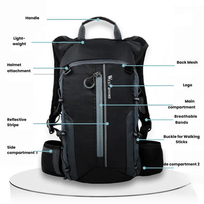 Premium Fahrrad-Rucksack mit Trinksystem und Helmhalterung