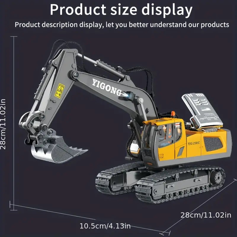Zdalnie sterowany ekskawator premium, realistyczna zabawka koparka RC