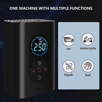 QuickAir Portable Electric Tire Inflator Cordless Air Compressor with Digital Display