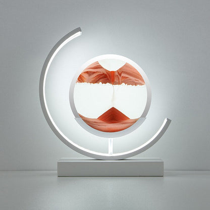 LED-bordlampe med kviksand og 3D-sandkunst med roterende stemningsbelysning