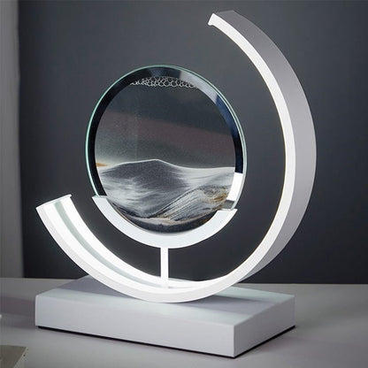 LED-bordlampe med kviksand og 3D-sandkunst med roterende stemningsbelysning