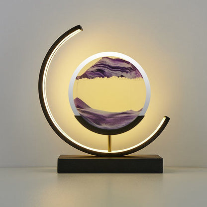 LED-bordlampe med kviksand og 3D-sandkunst med roterende stemningsbelysning