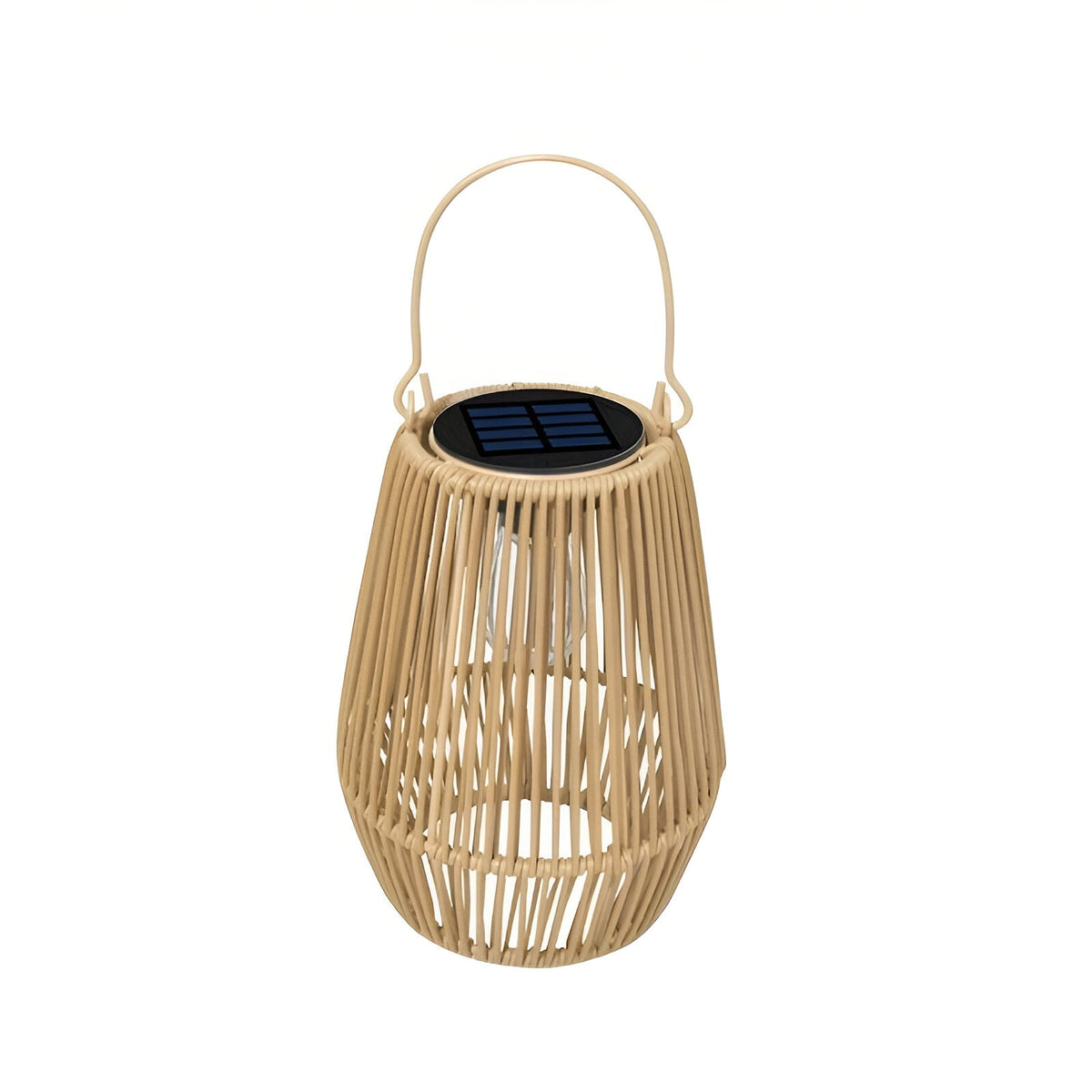 Hængende rattanlanterne med solcellebelysning og vejrbestandigt design